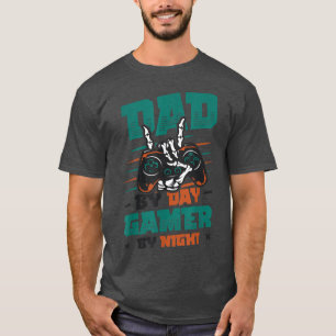 Mens Dad By Day Gamer By Night Cool Gaming Dad T-Shirt