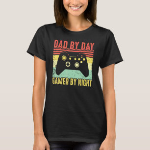 Mens Dad By Day Gamer By Night Nerdy Father Video T-Shirt