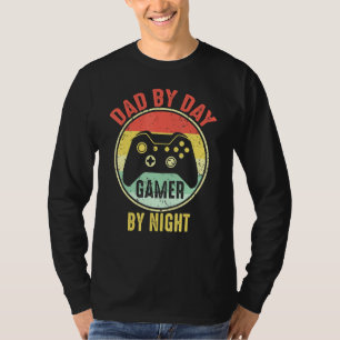 Mens Dad By Day Gamer By Night Nerdy Father Video T-Shirt