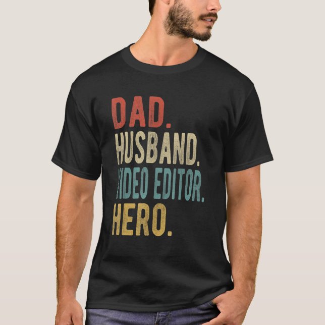 Mens Dad Husband Video Editor Hero T-Shirt (Front)