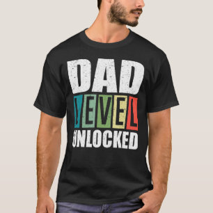 Mens Dad Level Unlocked First Time Dad Daddy Fathe T-Shirt
