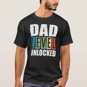 Mens Dad Level Unlocked First Time Dad Daddy Fathe T-Shirt