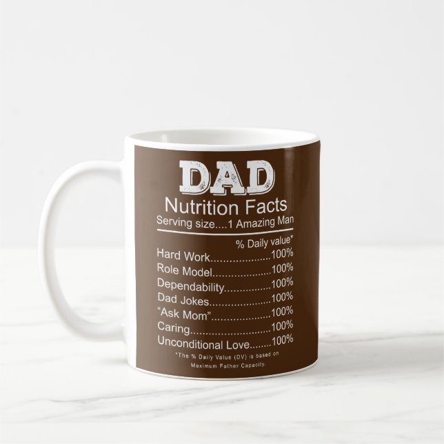 Mens Dad Nutrition Facts Fathers Day Gift For Men Coffee Mug (Left)