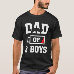 Mens Dad Of 2 Boys Low Battery Men Fathers Day Dad T-Shirt