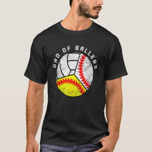 Mens Dad Of Ballers Baseball Softball Volleyball T-Shirt