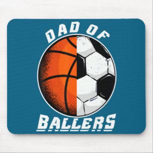 Mens dad of ballers basketball soccer dad t shirt  mouse pad
