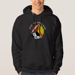 Mens Dad Of Ballers Softball Soccer Football Dad Hoodie