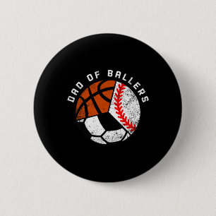 Mens Dad Of Byllers Fun Bysebyll Soccer Bysketbyll 2 Inch Round Button