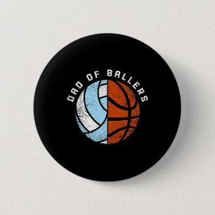 Mens Dad Of Byllers Fun Bysketbyll Volleybyll Dad 2 Inch Round Button