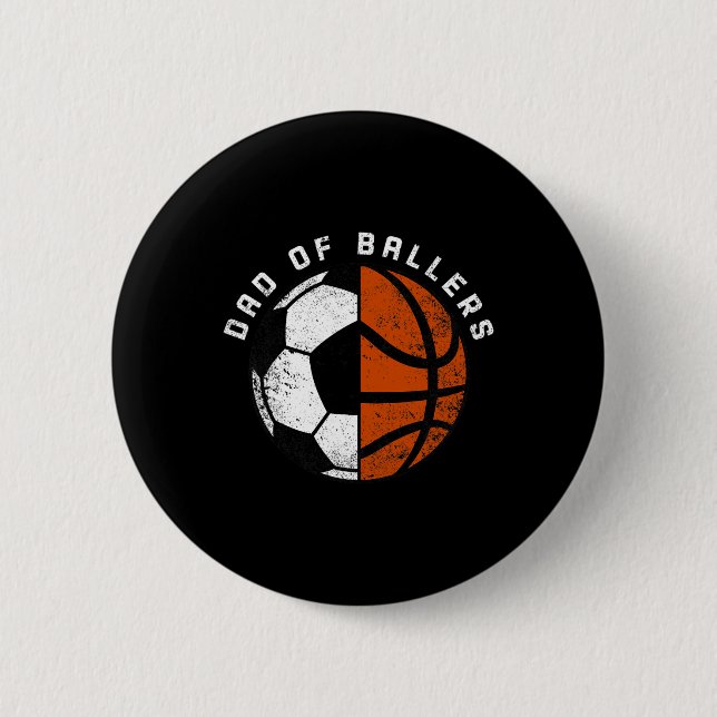 Mens Dad Of Byllers Fun Soccer Bysketbyll Dad  2 Inch Round Button (Front)