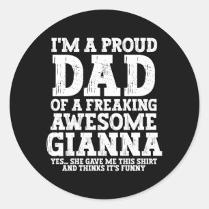 Mens Dad Of Gi Personalized Name Funny Fathers Day Classic Round Sticker