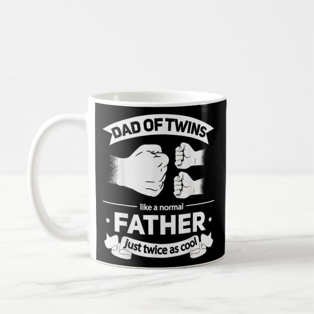 Mens Dad of Twins 2022 Father twice as cool Twin Coffee Mug (Left)
