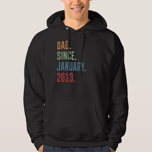 Mens Dad Since January 2013 Hoodie (Front)