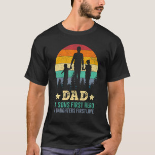 Mens Dad Sons First Hero Daughter Love For Father' T-Shirt