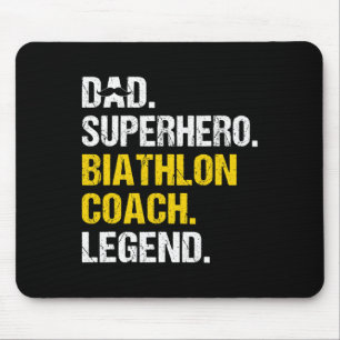 Mens Dad Superhero Biathlon Coach Funny Biathlon C Mouse Pad