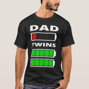Mens Dad Tired Low battery Twins Funny T-Shirt