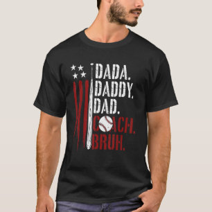 Mens Dada Daddy Dad Bruh American Flag Baseball Co T-Shirt