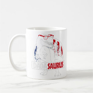 Mens Dadasaurus Dinosaur Dad Daddy Rex American Fl Coffee Mug