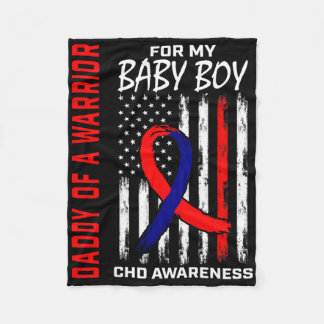 Mens Daddy Dad Of A Warrior Baby Boy Warrior Heart Fleece Blanket