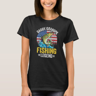 Mens Daddy Grandpa Fishing Legend American Flag Da T-Shirt