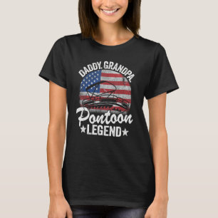 Mens Daddy Grandpa Pontoon Captain Dad American Fl T-Shirt