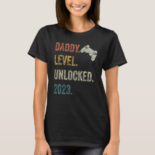 Mens Daddy Level Unlocked 2023 Gamer Pregnancy Soo T-Shirt