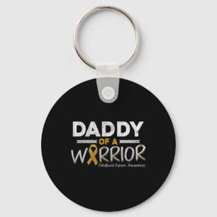 Mens Daddy of A Warrior Childhood Cancer Awareness Keychain