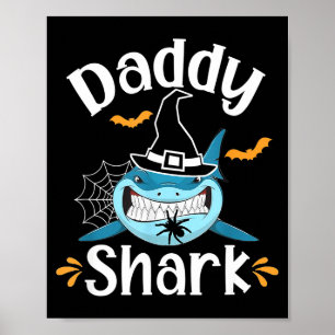 Mens Daddy Shark Funny Halloween Daddy Announcemen Poster
