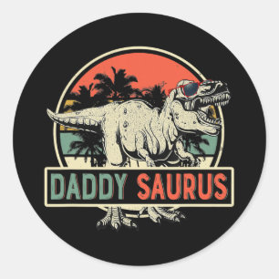Mens Daddysaurus T rex Dinosaur Daddy Saurus Classic Round Sticker