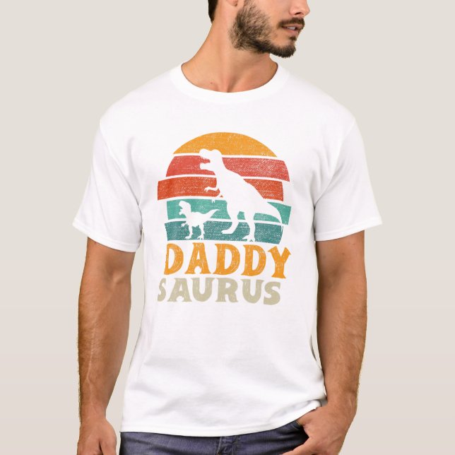 Mens Daddysaurus T Rex Dinosaur Funny Daddy Saurus T-Shirt (Front)