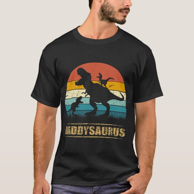 Mens Daddysaurus T Rex Father's Day Daddy Saurus T-Shirt (Front)