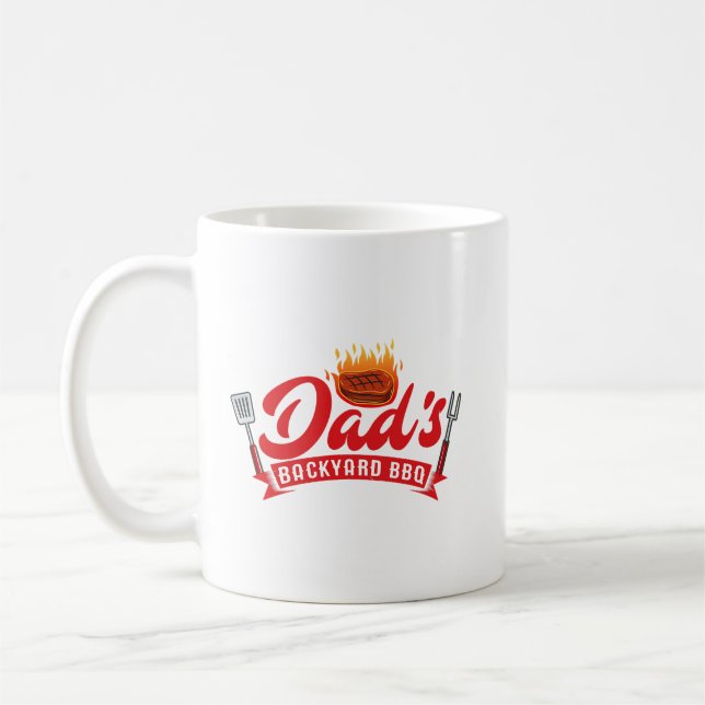 Mens Dads Backyard BBQ Funny Barbecue Pitmaster Co Coffee Mug (Left)