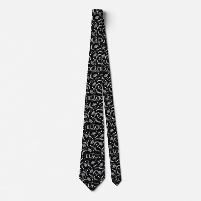 Men's Damask Black History Designer Tie (Front)