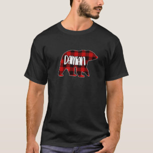 Mens Damian Bear Custom Red Buffalo Plaid Christma T-Shirt