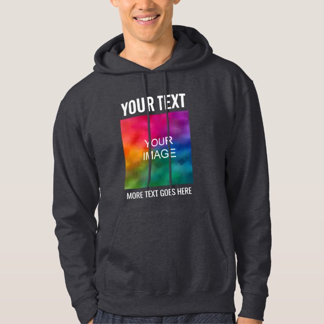 Mens Dark Grey Hoodie Add Image Logo Text Here (Front)