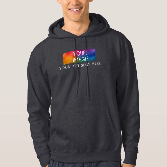 Mens Dark Grey Sweat - shirt à capuche Votre Image (Devant)