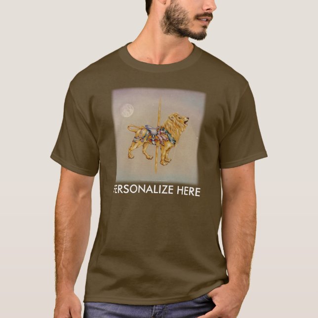 Mens Dark Tees - Carousel Lion SQ (Front)