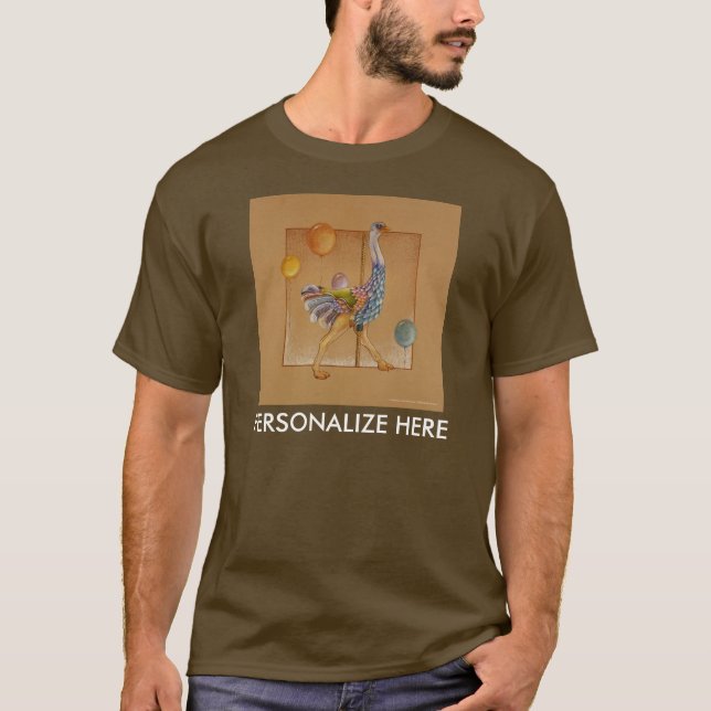 Mens Dark Tees - Carousel Ostrich (Front)