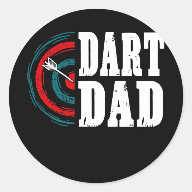 Mens Dart Dad Darts Player Father Dartboard Classic Round Sticker (Front)