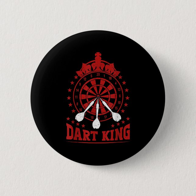 Mens Dart Player Cool Quote The King Of Darts  2 Inch Round Button (Front)