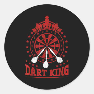 Mens Dart Player Cool Quote The King Of Darts Classic Round Sticker