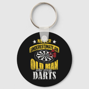 Mens Dart Player Never Underestimate An Old Man Wh Keychain