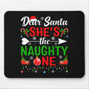 Mens dear santa the naughty one couples christmas mouse pad