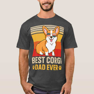 Mens Design Best Corgi Dad Ever Retro Vintage Dog  T-Shirt