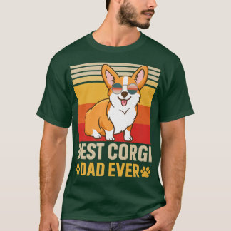 Mens Design Best Corgi Dad Ever Retro Vintage Dog T-Shirt
