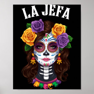Mens Dia De Los Muertos Sugar Skull Mexican Latina Poster