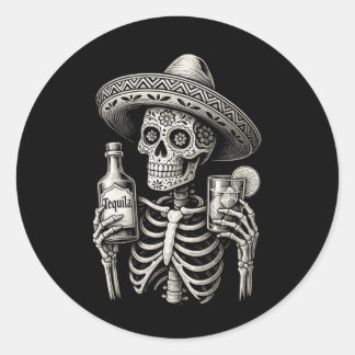 Mens Dia De Los Muertos Vintage Skeleton Day Of Classic Round Sticker