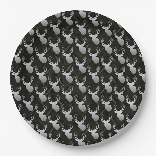 Men's Diamond Plate Deer Hunting Birthday Plates (Front)