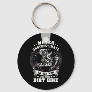 Mens Dirt Bike Funny Never Underestimate an Old Ma Keychain