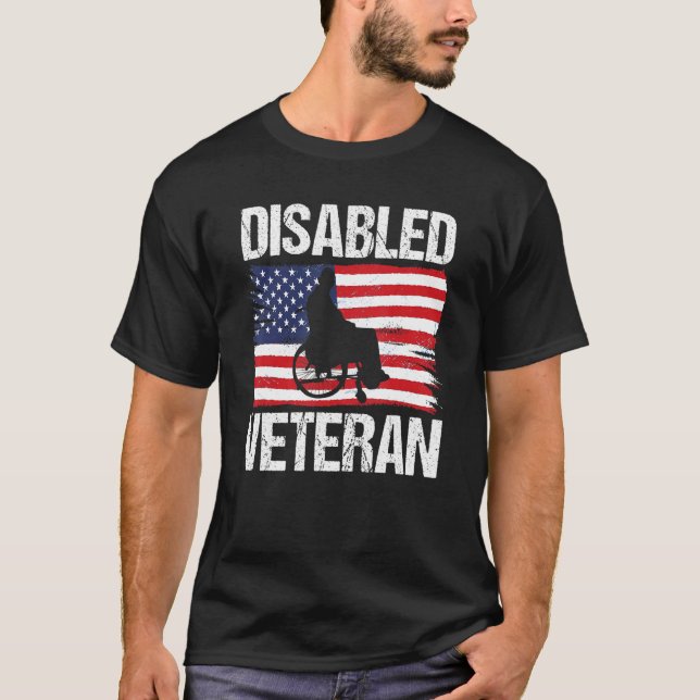 Mens Disabled Veteran american Flag T-Shirt (Front)